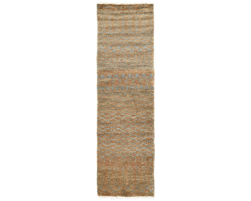 8 Feet Moroccan Brown Hand Woven Wool Runner Rug